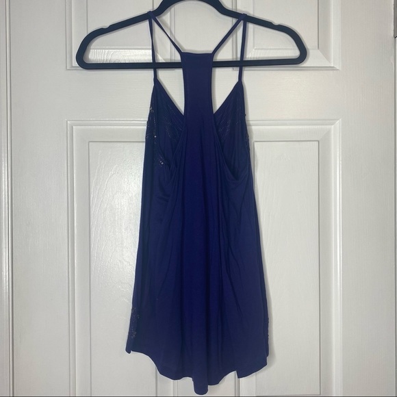 NWOT EXPRESS Tank Top Blue Grey Sequins Spaghetti Straps Sparkly Sleeveless - Picture 5 of 7